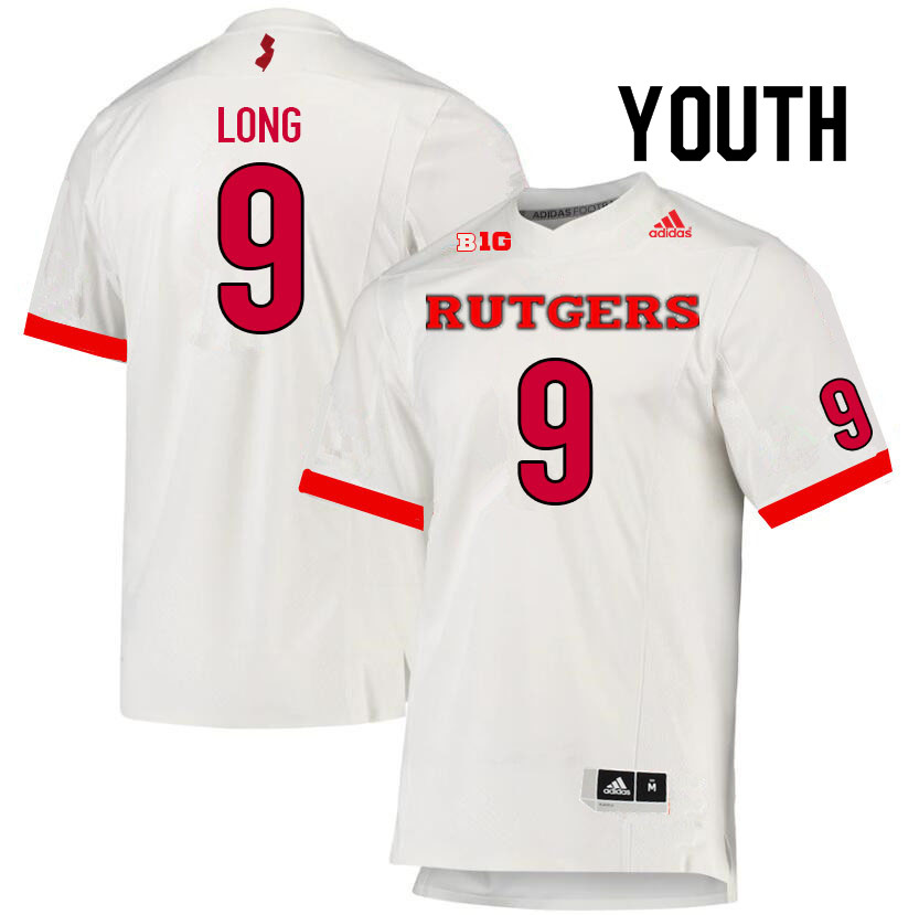 Youth #9 Chris Long Rutgers Scarlet Knights College Football Jerseys Sale-White